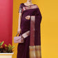 Contemporary Tussar Silk Wine Woven Saree