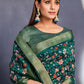 Contemporary Tussar Silk Teal Embroidered Saree