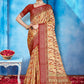 Contemporary Tussar Silk Cream Patch Border Saree