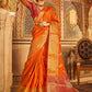 Contemporary Tussar Silk Orange Weaving Saree