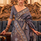 Classic Handloom Silk Tussar Silk Grey Sequins Saree