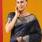 Classic Tussar Silk Blue Woven Saree