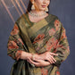 Contemporary Tussar Silk Grey Embroidered Saree