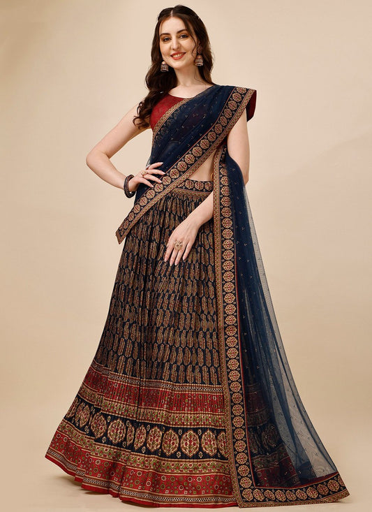 Lehenga Choli Tussar Silk Multi Colour Print Lehenga Choli