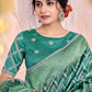 Designer Tussar Silk Sea Green Print Saree