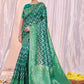 Designer Tussar Silk Sea Green Print Saree