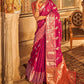 Contemporary Tussar Silk Hot Pink Weaving Saree