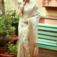 Classic Tussar Silk Off White Weaving Saree