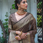 Contemporary Tussar Silk Brown Woven Saree