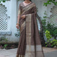 Contemporary Tussar Silk Brown Woven Saree