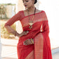 Trendy Saree Tussar Silk Red Woven Saree