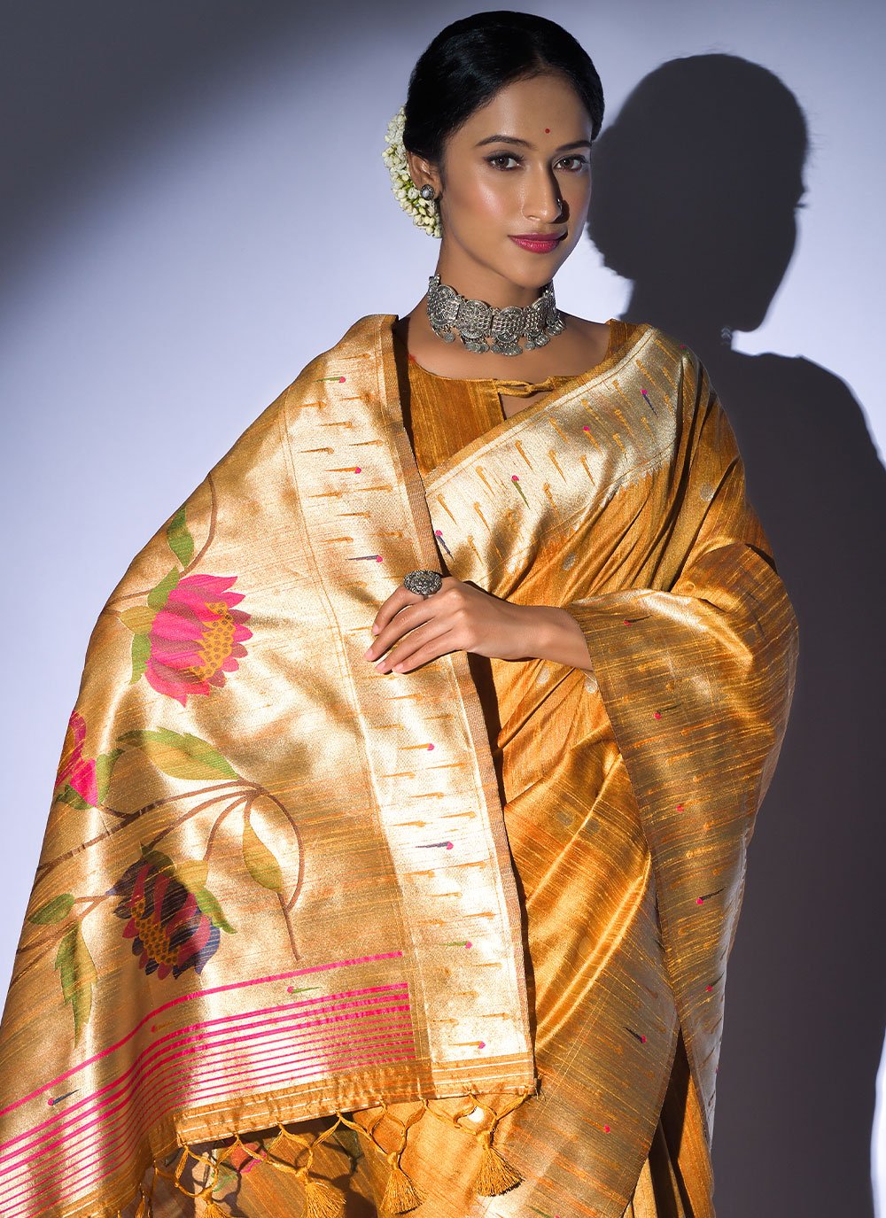 Classic Tussar Silk Yellow Woven Saree