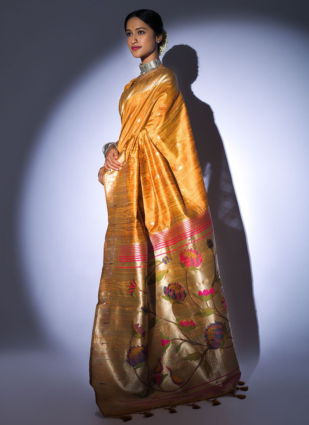 Classic Tussar Silk Yellow Woven Saree