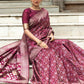 Contemporary Tussar Silk Wine Woven Saree