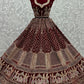 A Line Lehenga Velvet Maroon Diamond Lehenga Choli