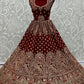 A Line Lehenga Velvet Maroon Diamond Lehenga Choli