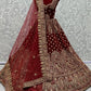 A Line Lehenga Velvet Maroon Diamond Lehenga Choli