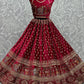 A Line Lehenga Velvet Maroon Dori Work Lehenga Choli