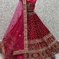 A Line Lehenga Velvet Maroon Dori Work Lehenga Choli