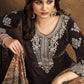 Palazzo Salwar Suit Velvet Brown Embroidered Salwar Kameez