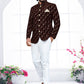 Jodhpuri Suit Velvet Brown Embroidered Mens