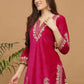 Casual Kurti Velvet Rani Embroidered Kurtis