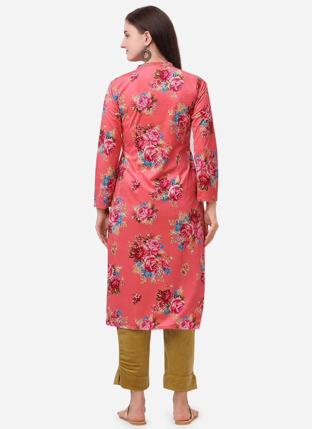 Casual Kurti Velvet Pink Digital Print Kurtis