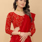 Contemporary Velvet Red Embroidered Saree