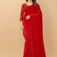Contemporary Velvet Red Embroidered Saree