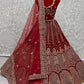 A Line Lehenga Velvet Red Dori Work Lehenga Choli