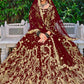 Lehenga Choli Velvet Wine Dori Work Lehenga Choli