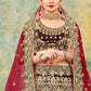 A Line Lehenga Velvet Brown Embroidered Lehenga Choli