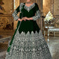 Floor Lenght Salwar Suit Velvet Green Embroidered Salwar Kameez