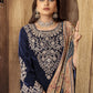 Salwar Suit Velvet Blue Embroidered Salwar Kameez