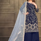 Palazzo Salwar Suit Velvet Blue Embroidered Salwar Kameez