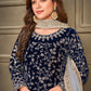 Palazzo Salwar Suit Velvet Blue Embroidered Salwar Kameez