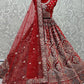 Lehenga Choli Velvet Red Embroidered Lehenga Choli