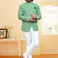 Jodhpuri Suit Velvet Green Embroidered Mens