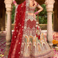 A Line Lehenga Velvet Red Embroidered Lehenga Choli