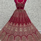 Lehenga Choli Velvet Hot Pink Dori Work Lehenga Choli