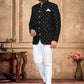 Jodhpuri Suit Velvet Black Embroidered Mens