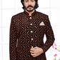 Jodhpuri Suit Velvet Brown Embroidered Mens