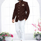 Jodhpuri Suit Velvet Brown Embroidered Mens