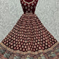 Lehenga Choli Velvet Wine Booti Lehenga Choli