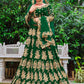 Lehenga Choli Velvet Green Dori Work Lehenga Choli