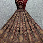 Lehenga Choli Velvet Maroon Dori Work Lehenga Choli