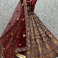 Lehenga Choli Velvet Maroon Dori Work Lehenga Choli