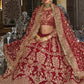 Lehenga Choli Velvet Maroon Dori Work Lehenga Choli