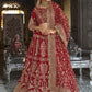 Lehenga Choli Velvet Maroon Dori Work Lehenga Choli