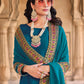 Pant Style Suit Velvet Teal Embroidered Salwar Kameez